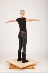 Whole Body Woman White Casual Slim Bald Female Studio Poses